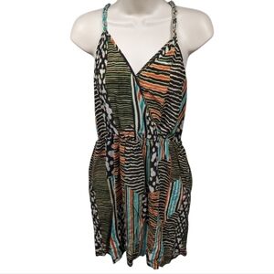 Charlie Jade Multi Print Silk Sheath Dress Sz M